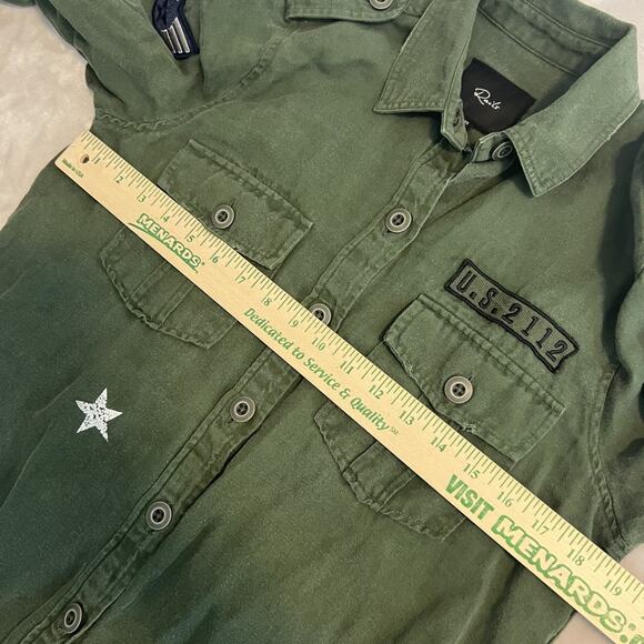 Rails Kato Military Shirt Jacket Womens XS Green Button Up Linen Blend Grunge - Picture 6 of 11
